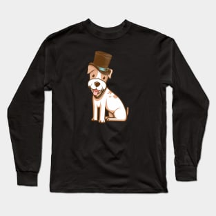 Cute Dog Smile With Top Hat Long Sleeve T-Shirt